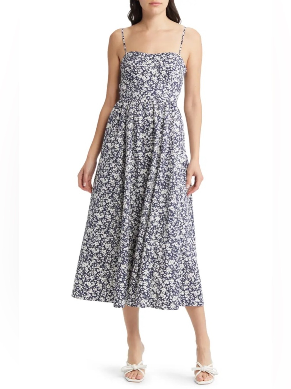 & Other Stories Navy and White Floral Maxi Sundress 0